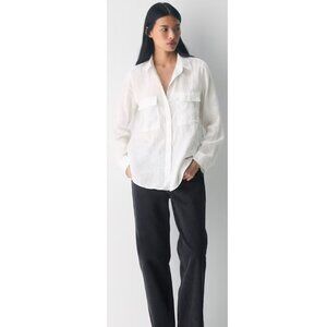 Babaton White Utility Linen Shirt Sz L